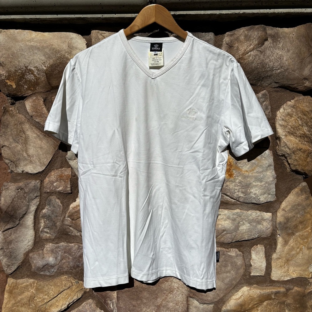 Versace Medusa Logo T-shirt  White Men’s Large V-neck Italy